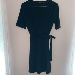 Black False Wrap with waist tie dress